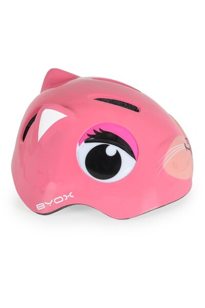 byox Kati Kids Helmet Pink, LED Light, Ventilated, Adjustable S (48–54 cm)