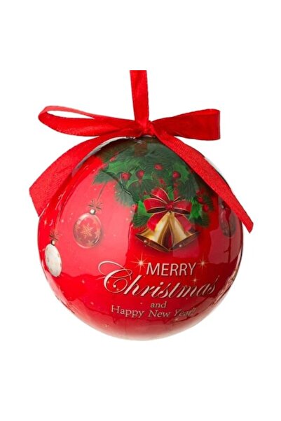 ANTBRO Ornament de Crăciun - glob roșu cu coroană și clopoței, 7,5 cm