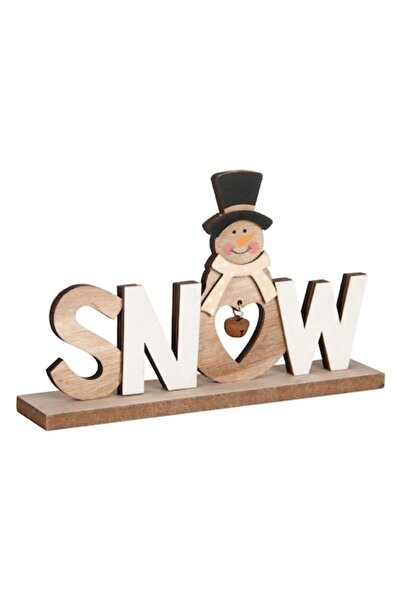offlimits Decorațiune de masă de Crăciun din lemn cu om de zăpadă „Snow”, DecorCasa, 22,5 cm