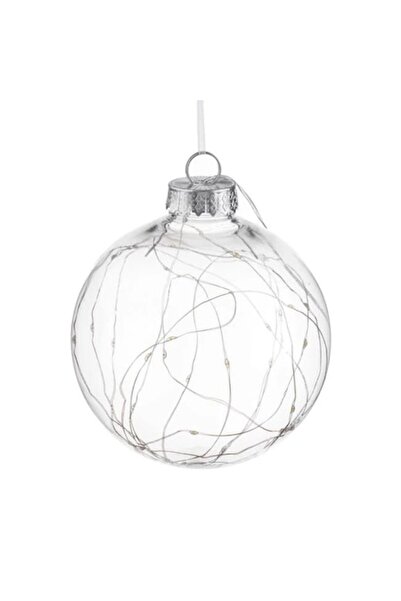 ANTBRO Ornament de Crăciun – glob transparent cu 35 de LED-uri alb cald, Ø15 cm