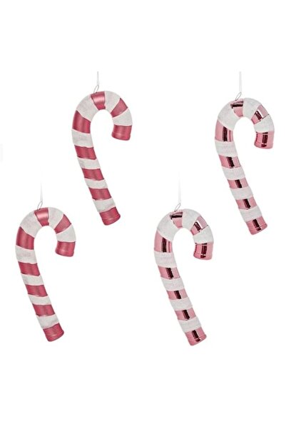 ANTBRO Set de 4 ornamente de Crăciun din acadea, roz cu sclipici holografic a...