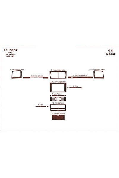 Marscockpitdesign غطاء كونسول وصندوق التخزين لسيارة بيجو 407 موديلات 2005-201...