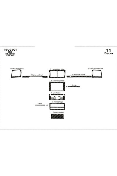 Marscockpitdesign غطاء كونسول وصندوق التخزين لسيارة بيجو 407 موديلات 2005-201...