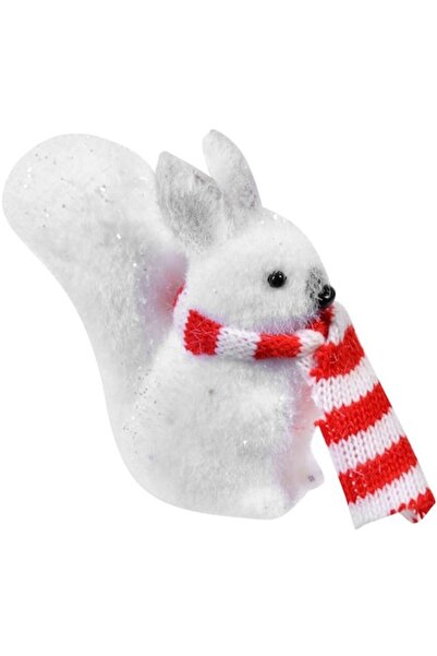 OEM Ornament de Crăciun pentru brad - Veveriță cu eșarfă cu dungi roșii și al...