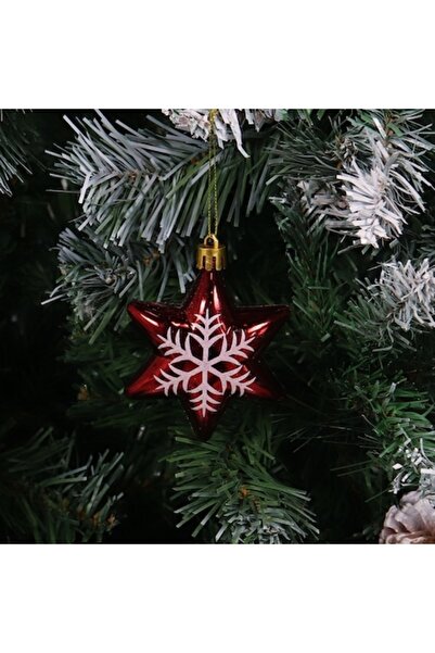 ANTBRO set de 6 globuri de Crăciun cu stea roșie, plastic, 6 cm