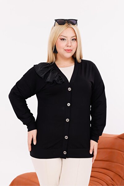 Siyezen Plus Size Ruffled Cardigan