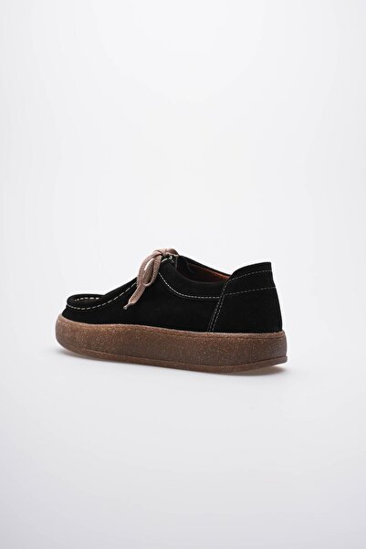 Mubiano Kadın Hakiki Süet Loafer Comfort Tabanlı Günlük Ayakkabı Siyah Misley