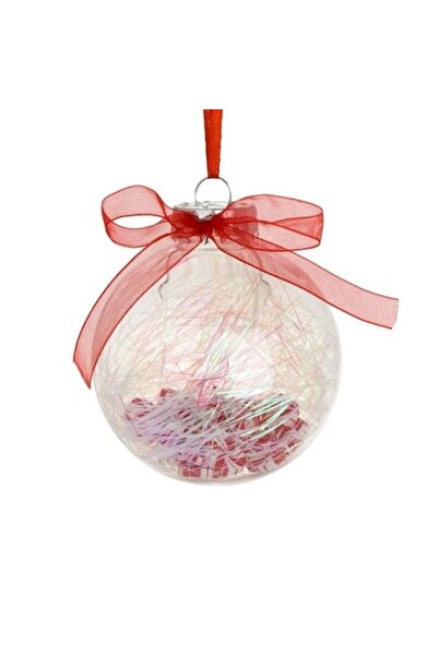 ANTBRO Ornament de Crăciun: glob transparent cu beteală holografică și mărgel...