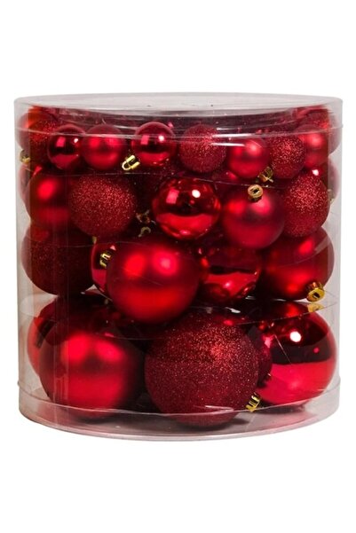 ANTBRO Σετ 54 χριστουγεννιάτικων στολιδιών, κόκκινες, 4 μεγέθη (4-6-8-10 cm),...