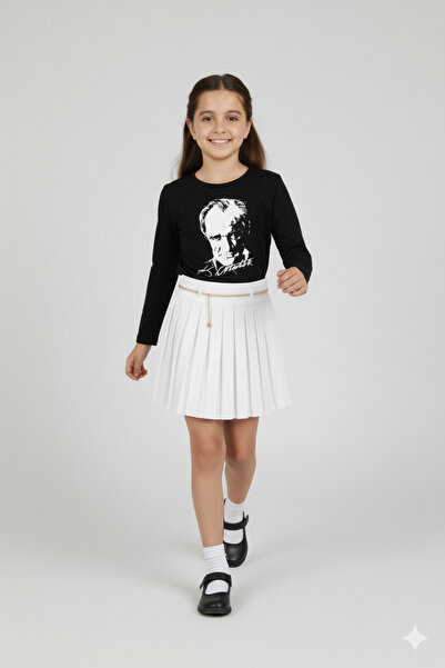 nacar çarşı Fusta de spectacol plisată albă Atatürk cu mâneci lungi pentru fe...