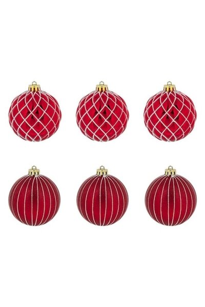ANTBRO ® σετ από 6 κόκκινες χριστουγεννιάτικες μπάλες, γυαλιστερές και ματ με...