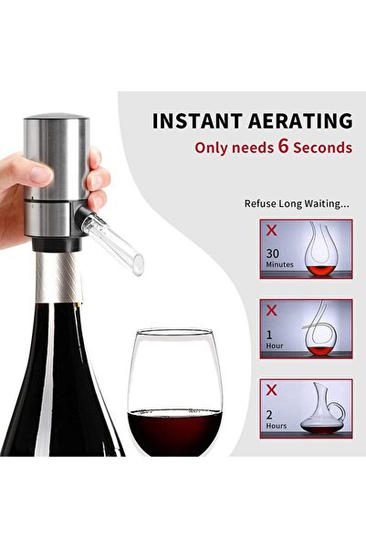 AB Luxury Concept Decanter with electric aerator for wine with support base, retractable metal tube, battery charging