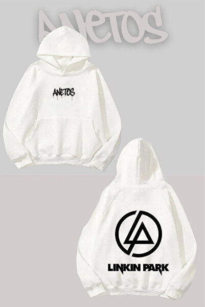 Anetos Φούτερ I Love Linkin Park με τύπωμα Λευκό με κουκούλα