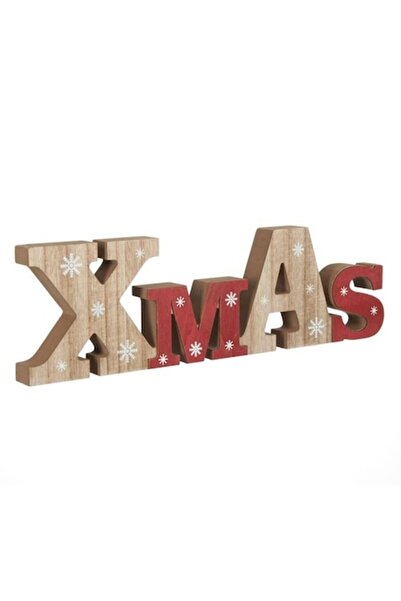 ANTBRO Decorațiune de Crăciun din lemn „Xmas” cu fulgi de zăpadă albi, 38x2,5...