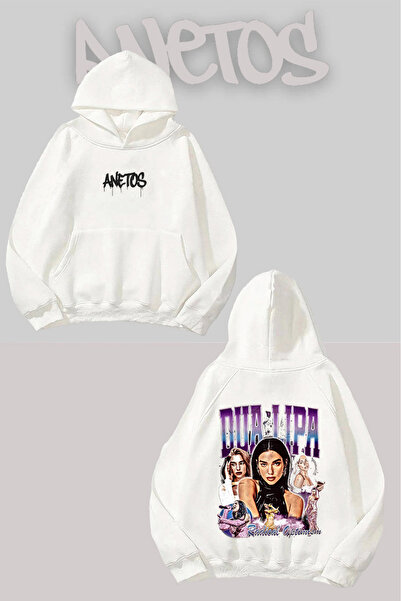 Anetos سويت شيرت أبيض بقلنسوة مطبوعة من Dua Lipa