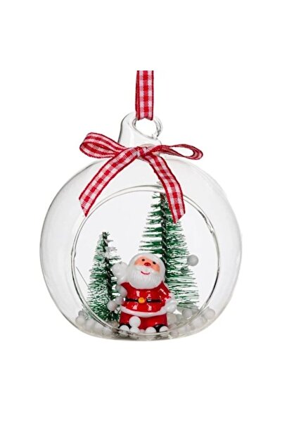 ANTBRO Glob de Crăciun din sticlă cu Moș Crăciun și Brad, Transparent, 8 cm