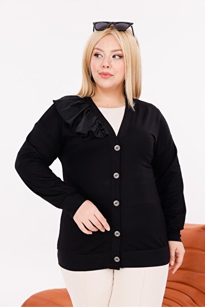 Siyezen Plus Size Ruffled Cardigan