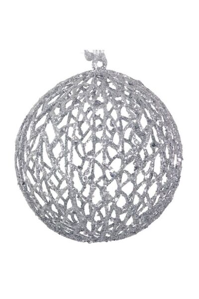 ANTBRO Glob de Crăciun cu sclipici argintiu, 15 cm