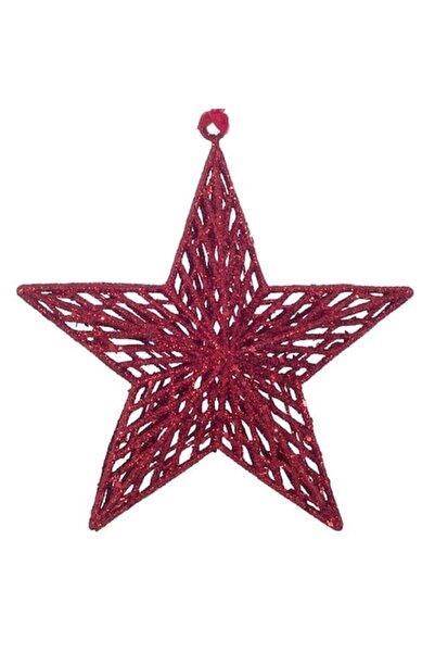 ANTBRO Ornament de Crăciun pentru brad cu stea roșie iridescentă, 18 cm