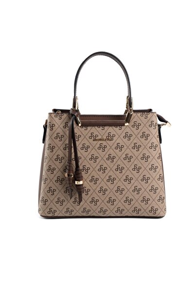 Silver Polo Geantă de mână pentru femei, bej închis - maro SP969