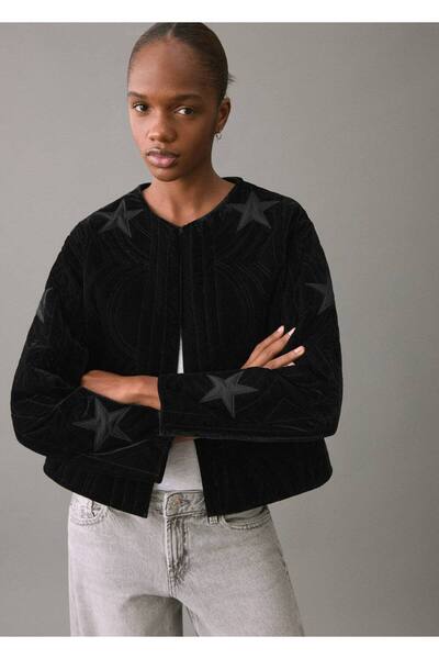 Mango Teen Kadife yıldızlı bomber ceket