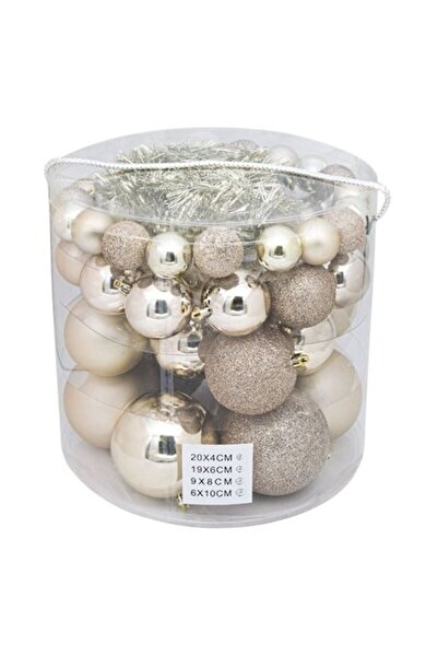 ANTBRO Set de 54 globuri de Crăciun, bej, 4 dimensiuni, mate și strălucitoare