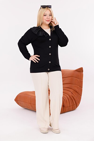 Siyezen Plus Size Ruffled Cardigan