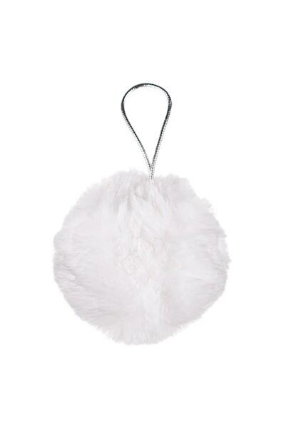 ANTBRO Χριστουγεννιάτικο στολίδι δέντρου με λευκή γούνινη μπάλα, 8εκ.