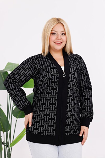 Siyezen Plus Size Zipper Cardigan