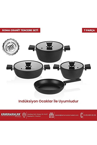 Kahramanlar Roma İndüksiyon Tabanlı Granit Tencere Takımı