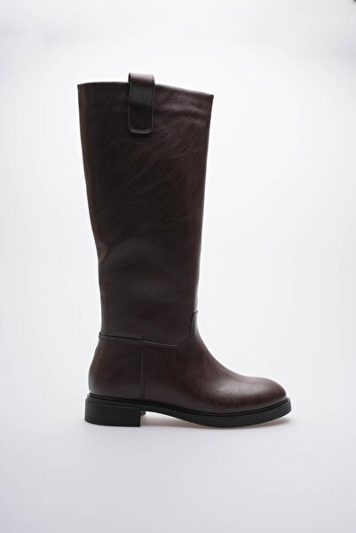 Mubiano Дамски кожени ботуши за езда Coffee Nerava