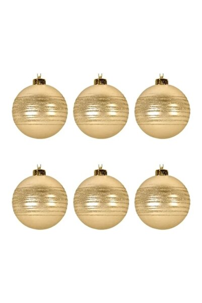 ANTBRO ® set de 6 globuri de Crăciun, aurii, mate și sclipici, 6 cm