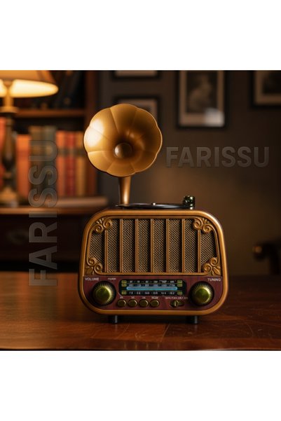 farissu Retro Gramofon Görünümlü Bluetooth'lu FM/AM/SW 3 Bant Radyo ve Müzik Çalar (Everton RT-738)