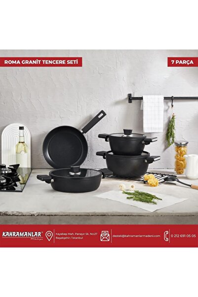Kahramanlar Roma İndüksiyon Tabanlı Granit Tencere Takımı