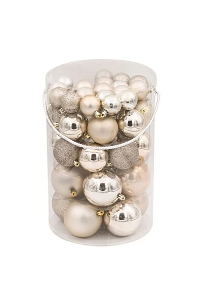 ANTBRO Πακέτο 44 Χριστουγεννιάτικων Μπαλών, Μπεζ, 3 Μεγεθών, Ματ, Λαμπερό και...