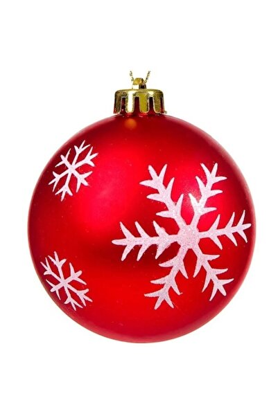 ANTBRO Set de 6 globuri de Crăciun, roșii cu model alb cu fulgi de zăpadă, pl...