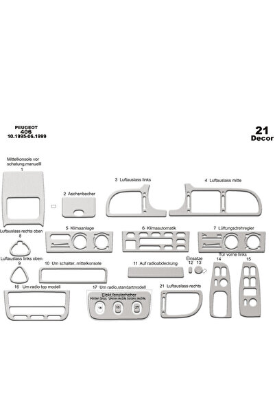 Marscockpitdesign غطاء كونسول وصندوق السيارة لبيجو 406 موديلات 1995-1999، 21 ...