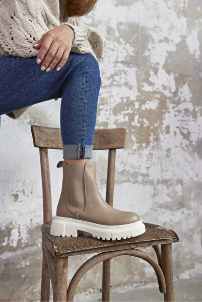 ELİSHA BUTİK Venüs Vizon Renkli Hakiki Deri Kadın Postal