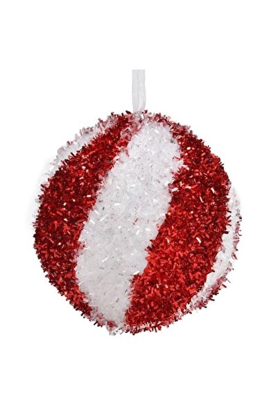 ANTBRO Glob de spumă pentru ornament de brad de Crăciun, alb cu dungi roșii (...