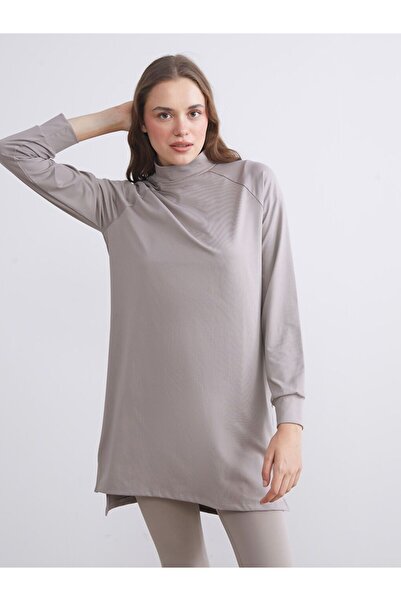 LC Waikiki Lcw modest brown Mock Neck women's tunic