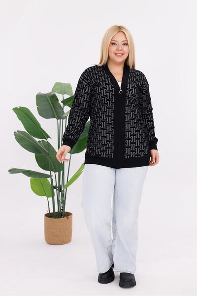Siyezen Plus Size Zipper Cardigan