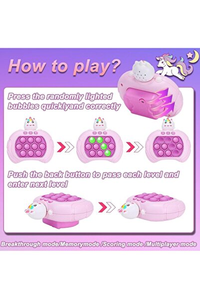REVA Quick Push Pop Fidget Toy – Handheld Sensory Game (Unicorn Pink)