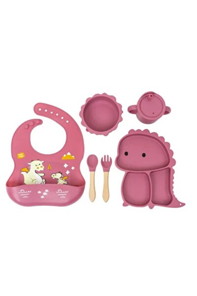 Brivoo® Set de hrănire pentru bebeluși din silicon Brivoo, cu 6 piese – Dinoz...