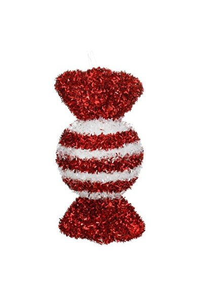 ANTBRO Ornament de Crăciun pentru brad, bomboane din spumă, cu beteală roșu-a...