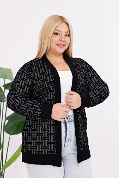 Siyezen Plus Size Zipper Cardigan
