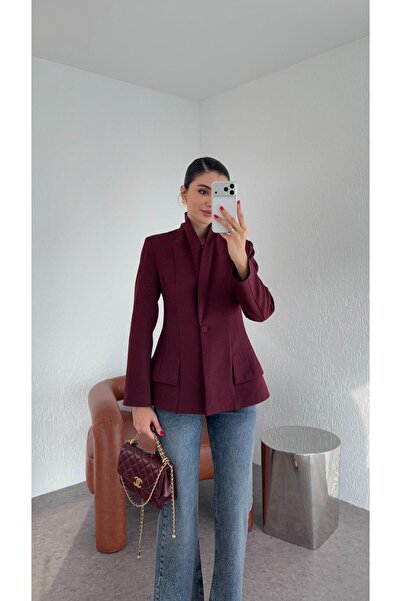 HAZELANNA سترة البرقوق طوق شال