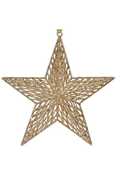 ANTBRO Ornament de Crăciun pentru brad - Stea bej cu model și sclipici, 28 cm