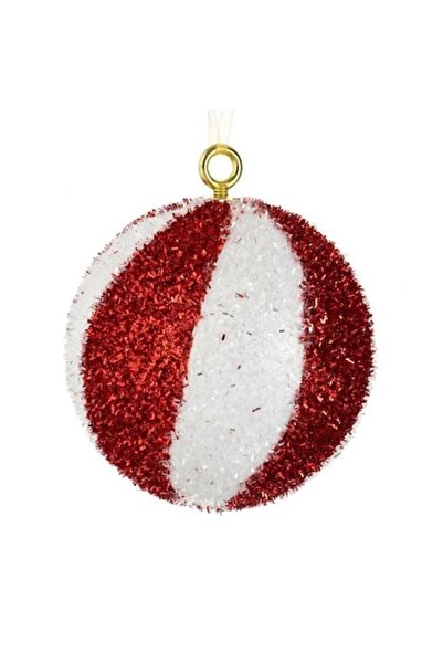 ANTBRO Ornament de Crăciun pentru brad - Glob din spumă cu dungi roșii de bet...