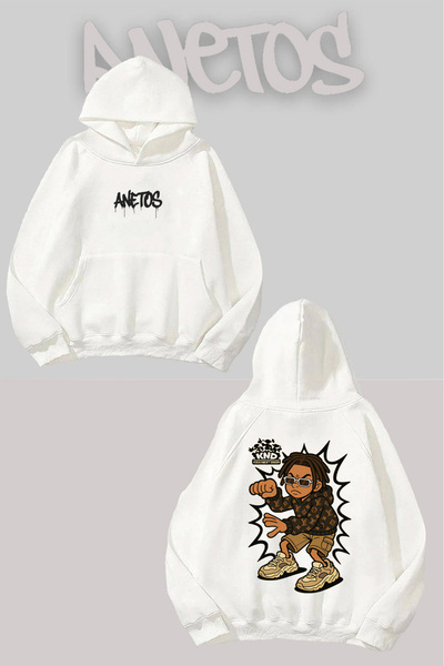 Anetos Kids But Modern Rucsac cu imprimeu Alb cu glugă Swea tricou