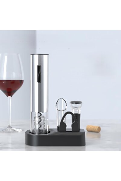 AB Luxury Concept Electric Corkscrew Set 4in1 with foil cutter, vacuum stopper and aerator, support base, USB charging